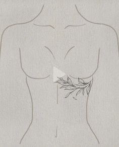 a drawing of a woman's torso with leaves on the side and behind her