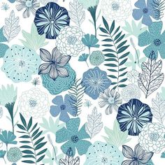 a floral wallpaper with grey and white flowers