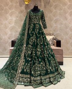 Made to Order/Measurement/Custom Order Lehenga - Color : green - Fabric : Embroidered Georgette - Fully flared paneled lehenga - Embroidered  Blouse -  Net Dupatta with Gold Border - Drawstring closure with Tassels - - It can be customize in any design or size  PLEASE NOTE: BUYERS ARE RESPONSIBLE FOR ANY CUSTOMS AND IMPORT TAXES THAT MAY APPLY. This is a made to order product. If you opt for 'Made To Measurement Option', we will provide a measurement template and you can share the measurements likewise. If you want to opt for 'Standard Size', Please refer to the size chart provided in the listing. Shipping: Standard Shipping is done by DHL ecommerce and it mostly takes 2 to 3 weeks to deliver after dispatch. Express Shipping is done by DHL express and it mostly delivers within a week after Green Floor-length Designer Wear Sets, Green Anarkali Sharara For Reception, Green Sharara For Reception, Green Georgette Anarkali Set With Pallu, Green Floor-length Anarkali Set With Dupatta, Traditional Drape Green Georgette Dress, Designer Green Lehenga With Traditional Drape, Green Lehenga With Traditional Drape For Designer Wear, Designer Green Floor-length Traditional Wear