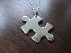 Silver Puzzle Pendant Necklace by GorjessJewellery on Etsy Puzzle Necklace, Puzzle Piece Necklace, Heart Keyring, Family Necklace, Puzzle Piece, Argentium Silver, Silver Pendant Necklace, Puzzle Pieces, Heart Pendant Necklace