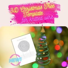 a christmas tree template for knitted wire is displayed in front of a colorful background