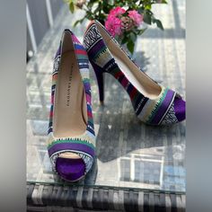 Never Worn Outside Chinese Laundry Multi Color Peep Toe Pumps Chinese Laundry Shoes, Chinese Laundry, Color Purple, Shoes Women Heels, Shoes Heels, Multi Color, Pumps, Women Shoes, Heels