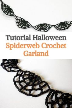 an image of a spiderweb crochet garland with the text overlay