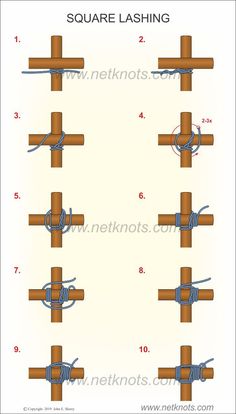 the instructions for how to tie a square leash with two ends, and four ends