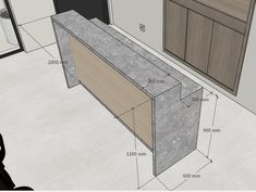 a drawing of a counter top with measurements for it to be built into the wall