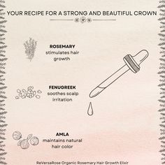 Defend against hair loss and thinning with our Hair Growth Elixir, an all natural blend of extra strength herbs in raw, unrefined oils that penetrate deep into the hair follicle, increasing circulation that stimulates hair growth. Essential Herbs & Why We Love Them Rosemary: stimulates hair growth by improving blood circulation around hair follicle Nettles: naturally rich in silica and sulfur that help improve hair healthy by combatting hair loss and strengthening the hair shaft Fenugreek: has a Holistic Esthetician, Rosemary Hair Growth, Herbal Hair Growth, Hair Elixir, Harpers Ferry, Herbal Hair, Hair Treatments, Embrace Nature, Hair Healthy