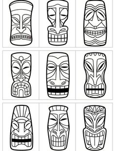 totem mask coloring pages for kids and adults - free printable masks templates