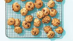 chocolate chip cookies on a cooling rack ready to be baked in the oven for consumption