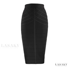 Lasaky - Distinctive Striped Bodycon Skirt with High Waist and Hip-hugging Design - Bodycon Pencil Skirt Wear To Wander, Black Knee Length Skirt, Midi Skirt Vintage, Black Soul, Pencil Skirt Casual, Corporate Goth, Mid Skirt, Tight Skirts, Pretty Skirts