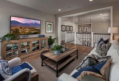 a living room filled with furniture and a flat screen tv