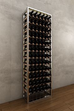 This new free standing cable wine from Buoyant Wine Storage LLC is a unique and modern wine rack like no other. Like all BUOYANT® racks this freestanding wine rack is a top-of-the-line quality rack. Wine Rack On The Floor, Winery Tasting Room Storage, Tall Floor Wine Rack, In Floor Wine Storage, Wine Storage Locker, Standalone Wine Rack, Wine Walls, Standing Wine Rack, Wine Room Design