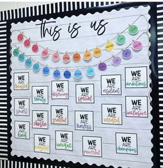 this is us bulletin board with colorful buttons