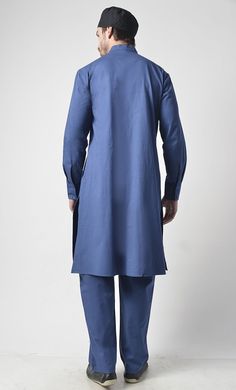 Fabric is 100% cotton twill Button down front tunic Mandarin collar Chest pocket with button Length is 42-44" Bottom Included It is a 2pc set Machine wash cold with like colors and tumble dry Classic Fitted Cotton Kurta, Plain Cotton Long Sleeve Sets, Plain Long Sleeve Cotton Sets, Solid Cotton Sets With Pockets, Cotton Sets With Pockets And Relaxed Fit, Blue Collared Sets With Pockets, Relaxed Fit Cotton Sets With Pockets, Cotton Workwear Sets With Pockets, Cotton Sets With Pockets For Workwear