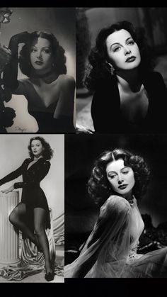 four different pictures of women in black and white