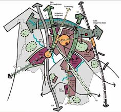 a map showing the location of several different buildings and areas in which they are located