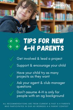 a flyer with the words tips for new 4 - h parents