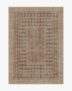 a beige rug with an intricate design on it