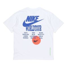 Devin Booker, Nike Tee, Nike Tees, Mens Sportswear, Nike Outfits, Mexico City, White T Shirt, Blue Shorts, World Tour