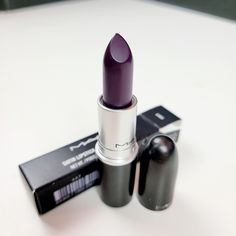 Brand New With Box Full Size (E#3) Purple Lipstick Aesthetic, Purple Lip Makeup, Purple Lipgloss, Halloween Moodboard, Dark Pink Lipstick, Dark Purple Lipstick, Purple Lip Gloss, Mac Satin Lipstick, Makeup Mac