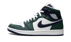 WMNS Air Jordan 1 Mid SE "Noble Green" - Stadium Goods Womens Air Jordan 1, Womens Air Jordan, Sneaker Displays, Green Jordans, Mid Top Shoes, Blue Jordans, Air Jordan 1 Mid Se, Womens Basketball Shoes, Nike Air Jordan 1 Mid