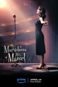 the marvelous miss maiel poster with an image of a woman standing in front of a microphone