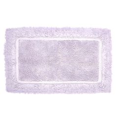 a white rug with fringes on the bottom and one side is shown in light purple