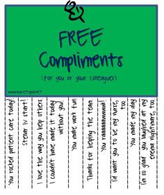 the free compliments list for your college student's workbook is shown in blue and green