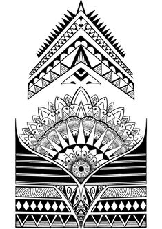 an abstract black and white drawing with geometric designs on it's sides, in the shape