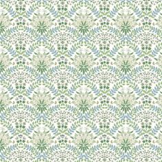 a green and white wallpaper with many small flowers on the bottom half of it