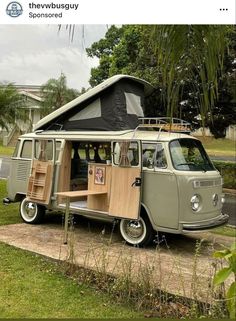 an old vw bus converted into a camper