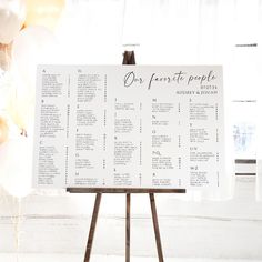 a table plan with balloons in the background