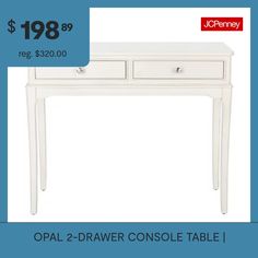 a white table with two drawers on it and the price is $ 19 99 reg $ 20