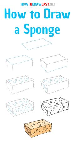 how to draw a sponge book cover with three boxes and the title, how to draw a sponge