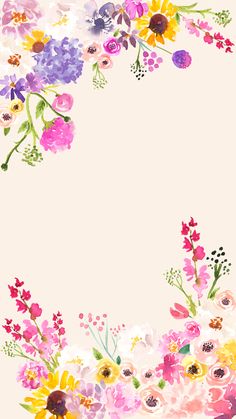 an artistic floral frame with watercolor flowers on the bottom, and pink background in the middle