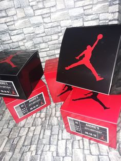 three boxes with the jordan logo on them