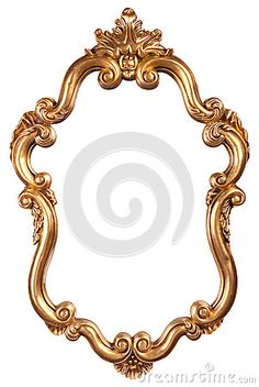 an ornate gold frame on a white background