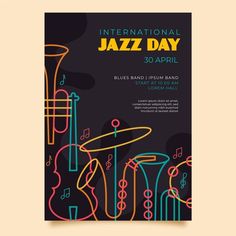 an international jazz day poster with musical instruments