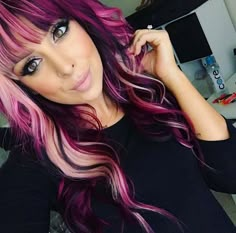 Pink Magenta Hair, Grey Balayage, Pink And Purple Hair, I Want Her, Hair 2018, Pinterest Hair, Hair Color And Cut, Cool Hair Color