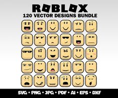 a bunch of emoticive faces with different expressions on them and the text roblox