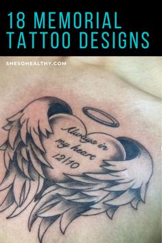 an angel tattoo with the words memorial tattoos on it