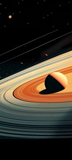 an artist's rendering of the solar system with saturn in the background