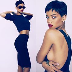 Rihanna Fashion Outfits, Rihanna Dress, Rihanna Looks, Natural Hair Short Cuts, Cute Short Haircuts, Short Hair Pixie Cuts, Honey Hair, Shot Hair Styles