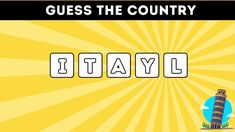 guess the country word puzzle game for kids and adults screenshoted on yellow background