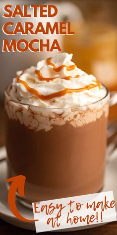 an advertisement for salted caramel mocha