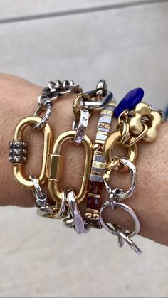 Silver And Gold Bracelet Stack, Mixed Metals Jewelry Style