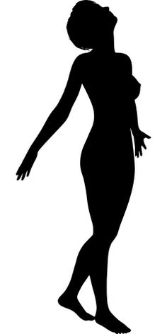 the silhouette of a woman in black and white