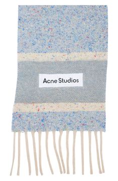 Wrap yourself in the luxurious warmth of this Italian-crafted fringe scarf made from a delightfully flecked alpaca blend enriched with mohair, wool and silk. 50% alpaca, 20% nylon, 14% mohair, 14% wool, 2% silk Hand wash, line dry Made in Italy Acne Shop, Fringe Scarf, Mohair Wool, Denim Blue, Alpaca, Blue Denim, Acne Studios, In Italy, Hand Wash