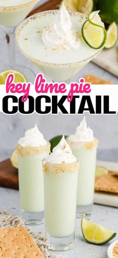 key lime pie cocktail with whipped cream and graham graham crackers on the rims