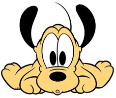 a cartoon dog laying down with its eyes wide open