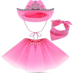 PRICES MAY VARY. Role Play Accessory: you will receive 1 piece of western hat, 1 piece of paisley bandanna and 1 piece of tutu skirt in one package, enough quantity to satisfy women and girls different party decorative requirements, making women and girl more attractive Western and Cool: the dress skirt pink western hat and paisley bandanna are mainly in the style of Texas ranchers, mainly in a pink color scheme, revealing a hint of cuteness in the country western style, suitable for wild west p Pink Cowgirl Costume, Toddler Cowboy Hat, Pink Cowgirl Hat, Girls Crown, Cowgirl Costume, Chapeau Cowboy, Pink Cowgirl, Western Cowboy Hats